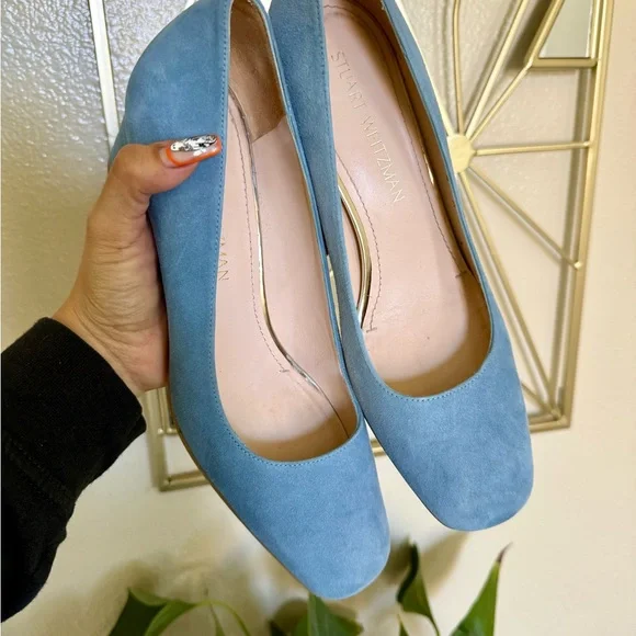 Stuart Weitzman Light Blue Suede Heels size 8 - Picture 8 of 9